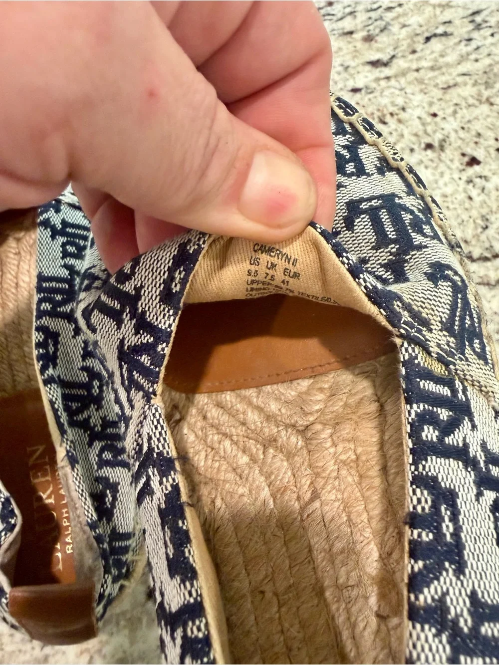 Ralph Lauren Womens Blue Logo Slip On Espadrilles Comfort Shoes Size 9.5